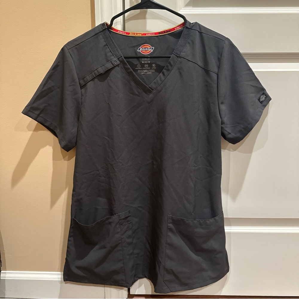 Dickies Charcoal V-Neck Scrub Top